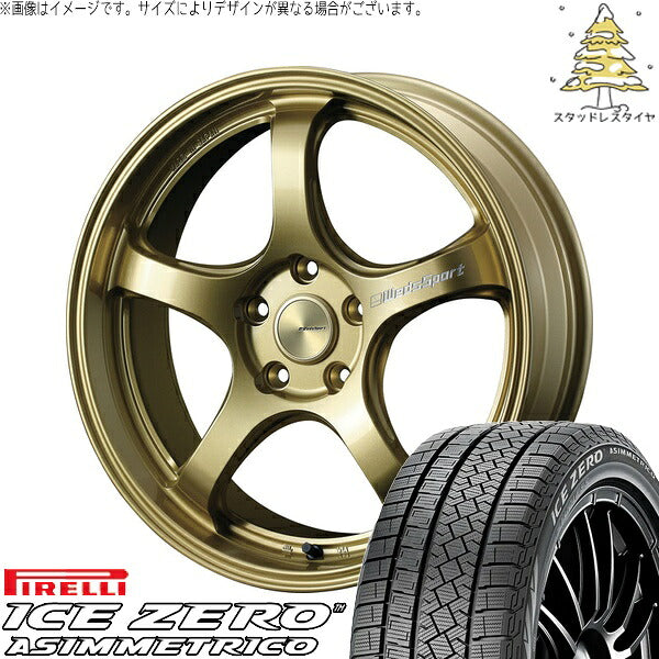 ピレリ アイスゼロアシンメトリコ 245/40R18 + ウェッズスポーツ RN05M ゴールド 18インチ 8.5J +52 5H114.3P スタッドレス・ホイール4本セット。1枚目。