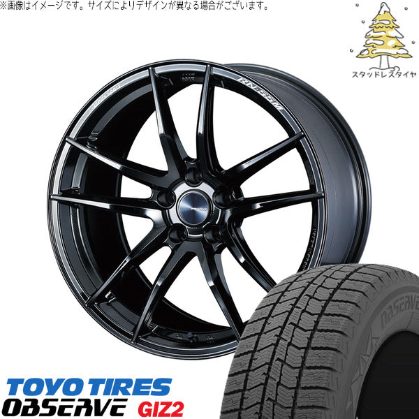 トーヨータイヤ OBSERVE 225/45R18 + ウェッズスポーツ RN55M グロスブラック 18インチ 8.5J +45 5H114.3P スタッドレス・ホイール4本セット。1枚目。