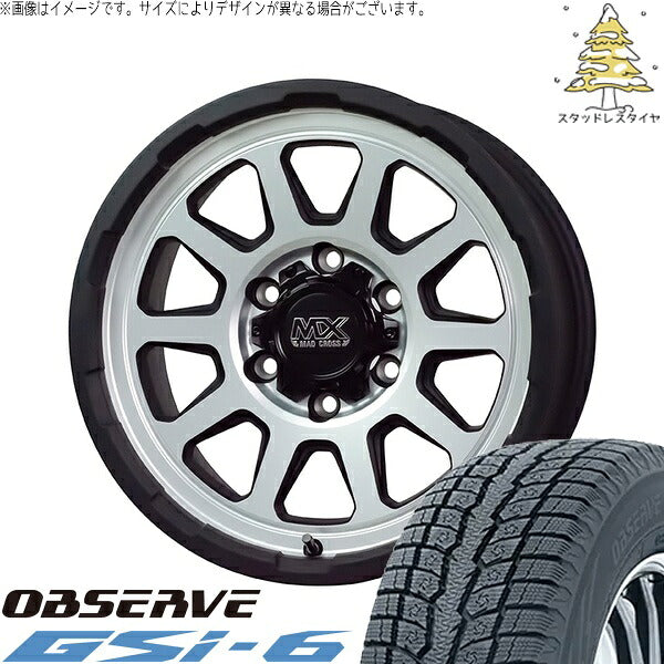 トーヨータイヤ オブザーブ Gsi-6 195/80R15 + マッドクロス レンジャー マットシルバー 15インチ 6J +33 6H139.7P スタッドレス・ホイール4本セット。1枚目。