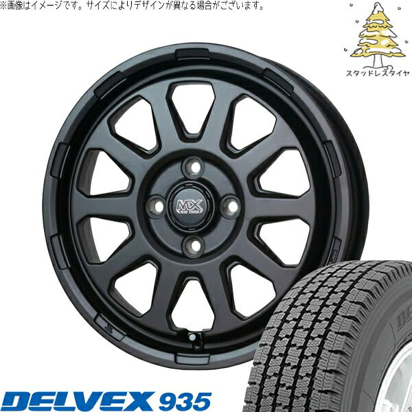 トーヨータイヤ デルベックス 935 145/80R12 + マッドクロス レンジャー マットブラック 12インチ 4.00B +43 4H100P スタッドレス・ホイール4本セット。1枚目。