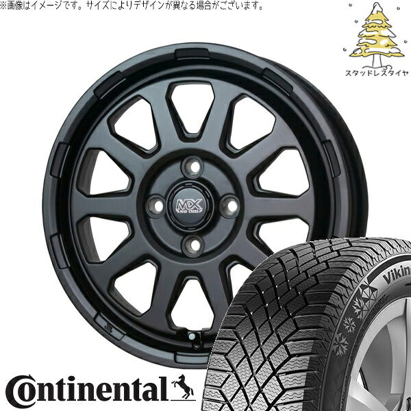 コンチネンタル バイキングコンタクト7 155/65R14 + マッドクロス レンジャー マットブラック 14インチ 4.5J +45 4H100P スタッドレス・ホイール4本セット。1枚目。