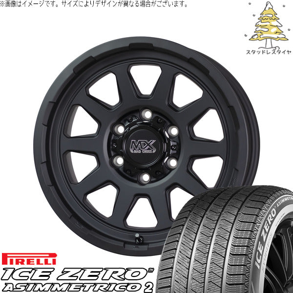 ピレリ アイスゼロアシンメトリコ2 225/45R17 + マッドクロス レンジャー マットブラック 17インチ 7J +38 5H114.3P スタッドレス・ホイール4本セット。1枚目。
