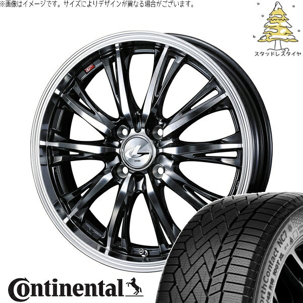 コンチネンタル ノースコンタクト NC7 175/65R15 + レオニス RT ブラックメタルコート/ミラーカット 15インチ 4.5J +45 4H100P スタッドレス・ホイール4本セット。1枚目。