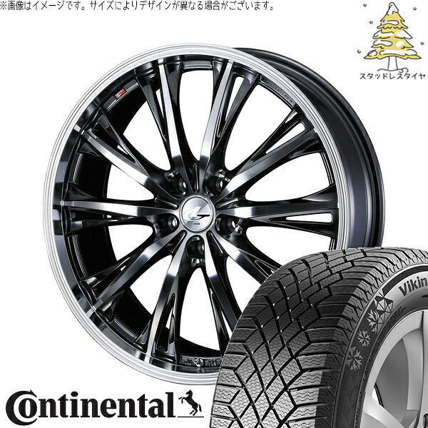 コンチネンタル バイキングコンタクト7 225/55R17 + レオニス RT ブラックメタルコート/ミラーカット 17インチ 7J +53 5H114.3P スタッドレス・ホイール4本セット。1枚目。