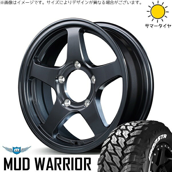 モンスタタイヤ マッドウォーリアー (MUD WARRIOR) 215/70R16 + MIDホイール オフパフォーマー RT-5N+II ダークガンメタ2 16インチ 5.5J +22 5H139.7P サマー・ホイール4本セット。1枚目。