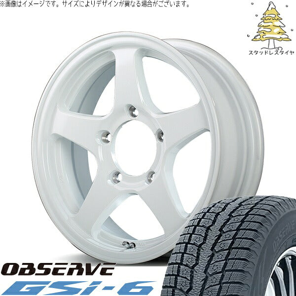 トーヨータイヤ オブザーブ Gsi-6 (OBSERVE Gsi-6) 175/80R16 + MIDホイール オフパフォーマー RT-5N+II ナチュラルホワイト2 16インチ 5.5J +22 5H139.7P スタッドレス・ホイール4本セット。1枚目。