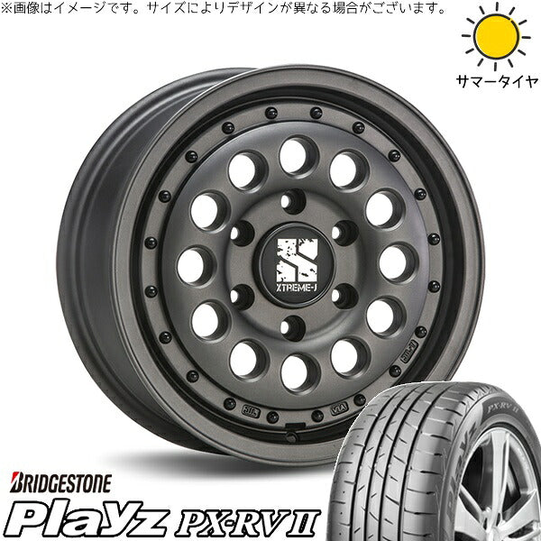 ブリヂストン プレイズ PX-RV2 215/65R16 + エクストリームJ ラギッド ガンブラック 16インチ 6.5J +38 6H139.7P サマー・ホイール4本セット。1枚目。