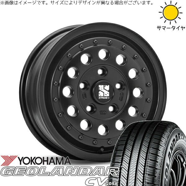 ヨコハマタイヤ ジオランダーCV G058 215/70R16 + エクストリームJ ラギッド サテンブラック 16インチ 6.5J +38 6H139.7P サマー・ホイール4本セット。1枚目。