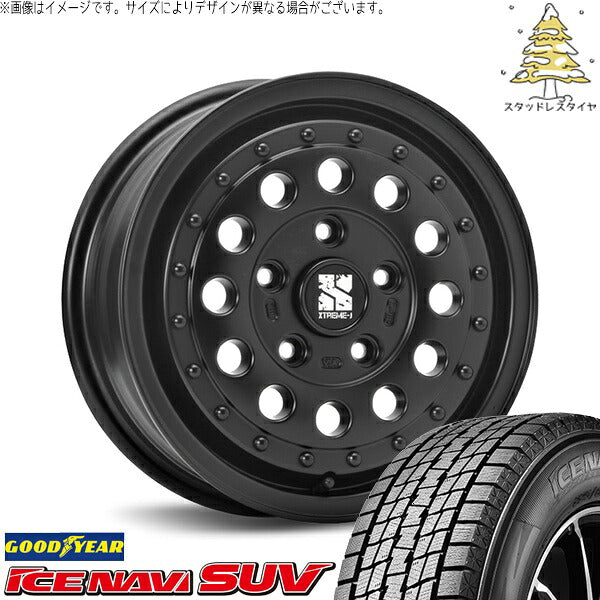 グッドイヤー アイスナビ SUV (ICENAVI SUV) 215/70R16 + エクストリームJ ラギッド サテンブラック 16インチ 6.5J +38 6H139.7P スタッドレス・ホイール4本セット。1枚目。
