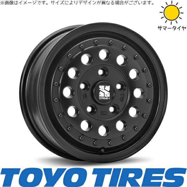 トーヨータイヤ V03E 165/80R14 + エクストリームJ ラギッド サテンブラック 14インチ 5J +48 5H114.3P サマー・ホイール4本セット。1枚目。