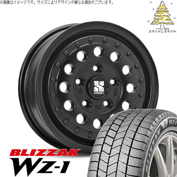 ブリヂストン ブリザック WZ-1 215/70R16 + エクストリームJ ラギッド サテンブラック 16インチ 6.5J +38 6H139.7P スタッドレス・ホイール4本セット。1枚目。