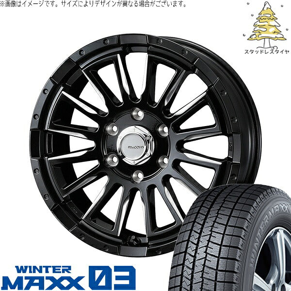 ダンロップ ウィンターマックス03 215/60R17 + マッコイズ RV-5 ブラックミーリング 17インチ 6.5J +38 6H139.7P スタッドレス・ホイール4本セット。1枚目。