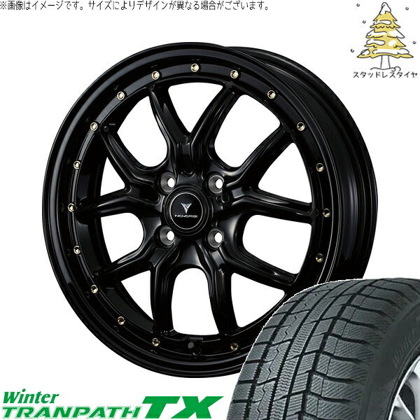 トーヨータイヤ ウィンタートランパス TX 165/60R15 + ノヴァリス アセット S1 ブラック/ゴールドピアス 15インチ 4.5J +45 4H100P スタッドレス・ホイール4本セット。1枚目。