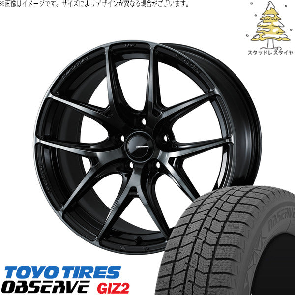 トーヨータイヤ OBSERVE 195/65R15 + ウェッズスポーツ SA01R ウォースブラッククリアー 15インチ 6J +48 4H100P スタッドレス・ホイール4本セット。1枚目。