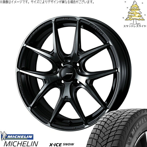 ミシュラン エックスアイス スノー 195/55R16 + ウェッズスポーツ SA01R ウォースブラッククリアー 16インチ 6.5J +50 4H100P スタッドレス・ホイール4本セット。1枚目。