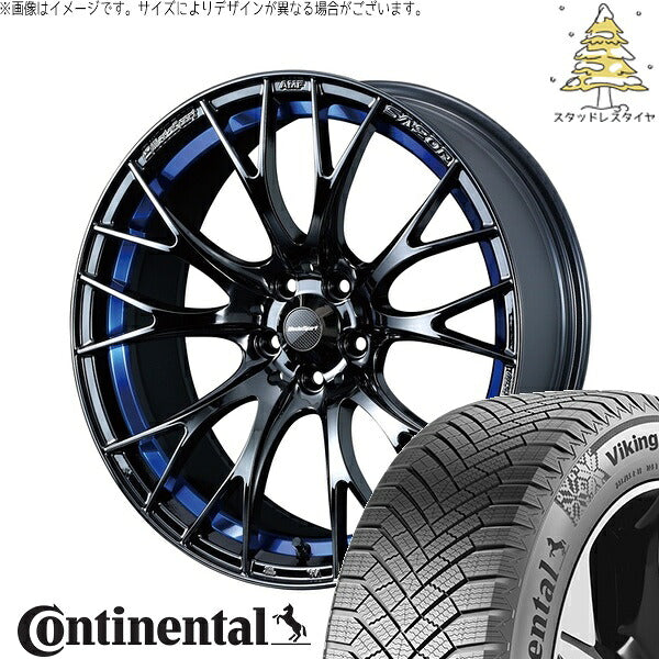 コンチネンタル バイキングコンタクト8 215/45R18 + ウェッズスポーツ SA20R ブルーライトクローム2 18インチ 7.5J +45 5H114.3P スタッドレス・ホイール4本セット。1枚目。
