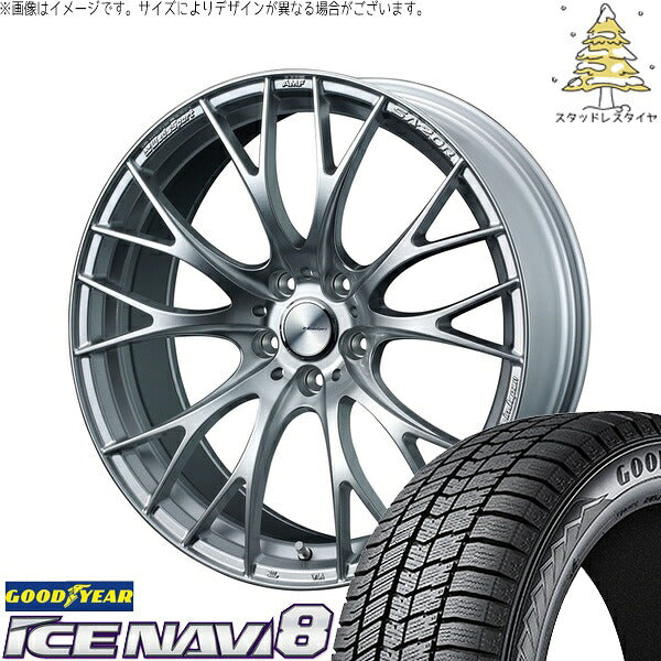 グッドイヤー アイスナビ8 245/40R19 + ウェッズスポーツ SA20R VIシルバー 19インチ 8.5J +45 5H114.3P スタッドレス・ホイール4本セット。1枚目。