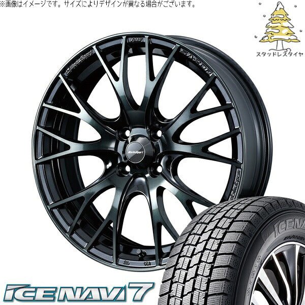グッドイヤー アイスナビ7 195/60R15 + ウェッズスポーツ SA20R ウォースブラッククリアー 15インチ 6J +48 4H100P スタッドレス・ホイール4本セット。1枚目。