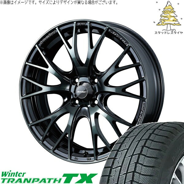 トーヨータイヤ ウィンタートランパス TX 185/65R15 + ウェッズスポーツ SA20R ウォースブラッククリアー 15インチ 6J +48 4H100P スタッドレス・ホイール4本セット。1枚目。