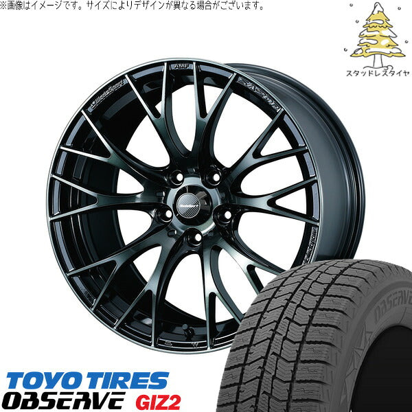 トーヨータイヤ OBSERVE 205/50R17 + ウェッズスポーツ SA20R ウォースブラッククリアー 17インチ 7J +48 5H100P スタッドレス・ホイール4本セット。1枚目。