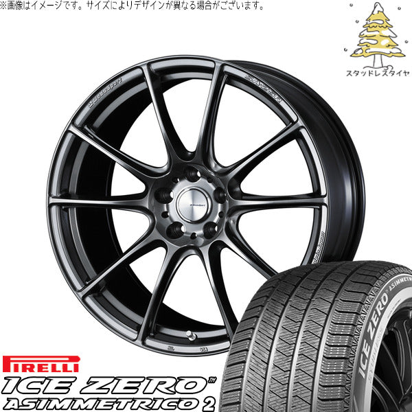 ピレリ アイスゼロアシンメトリコ2 195/50R19 + ウェッズスポーツ SA25R プラチナシルバーブラック 19インチ 8.5J +45 5H114.3P スタッドレス・ホイール4本セット。1枚目。