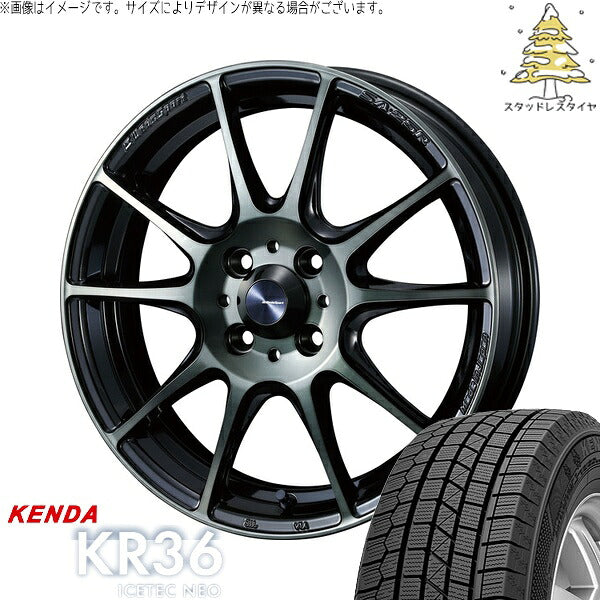 ケンダ アイステックネオ KR36 195/65R15 + ウェッズスポーツ SA25R ウォースブラッククリアー 15インチ 6J +48 4H100P スタッドレス・ホイール4本セット。1枚目。