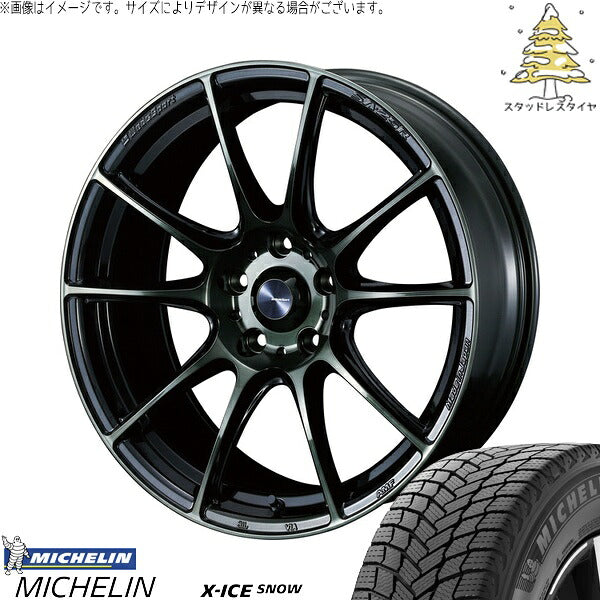 ミシュラン エックスアイス スノー 205/60R16 + ウェッズスポーツ SA25R ウォースブラッククリアー 16インチ 7J +42 5H114.3P スタッドレス・ホイール4本セット。1枚目。