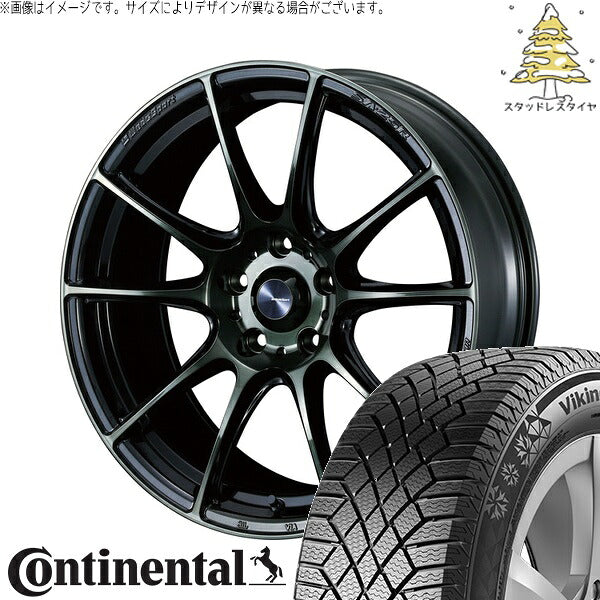 コンチネンタル バイキングコンタクト7 195/50R16 + ウェッズスポーツ SA25R ウォースブラッククリアー 16インチ 7J +48 5H100P スタッドレス・ホイール4本セット。1枚目。