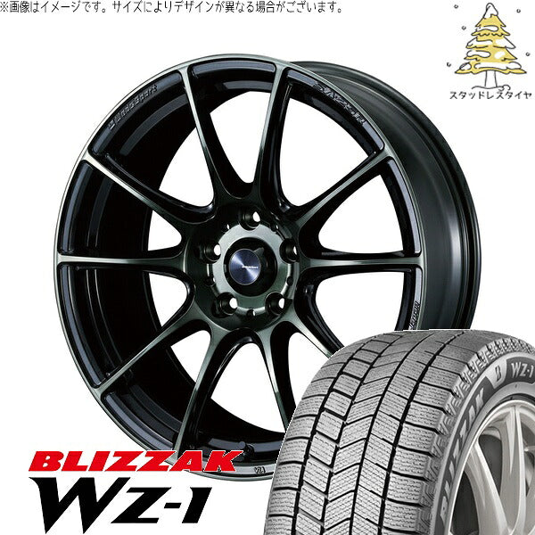 ブリヂストン ブリザック WZ-1 225/65R17 + ウェッズスポーツ SA25R ウォースブラッククリアー 17インチ 7.5J +45 5H114.3P スタッドレス・ホイール4本セット。1枚目。