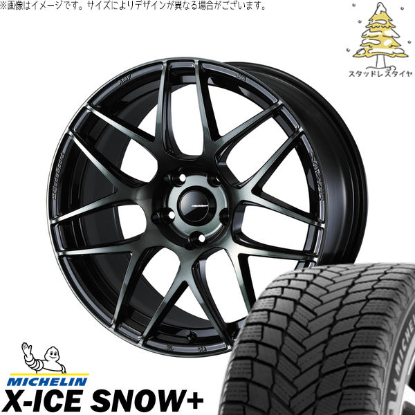 ミシュラン エックスアイス スノー+ 225/55R18 + ウェッズスポーツ SA27R ウォースブラッククリアー 18インチ 7.5J +35 5H114.3P スタッドレス・ホイール4本セット。1枚目。