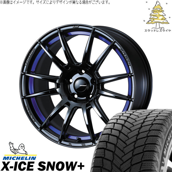 ミシュラン エックスアイス スノー+ 245/40R18 + ウェッズスポーツ SA62R ブルーライトクローム2 18インチ 8.5J +45 5H114.3P スタッドレス・ホイール4本セット。1枚目。