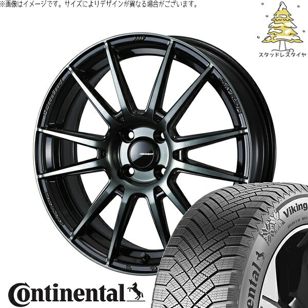 コンチネンタル バイキングコンタクト8 205/45R17 + ウェッズスポーツ SA62R ウォースブラッククリアー 17インチ 6.5J +42 4H100P スタッドレス・ホイール4本セット。1枚目。