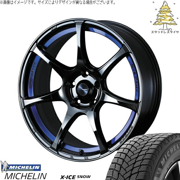 ミシュラン エックスアイス スノー 225/55R18 + ウェッズスポーツ SA75R ブルーライトクローム2 18インチ 8J +42 5H114.3P スタッドレス・ホイール4本セット。1枚目。