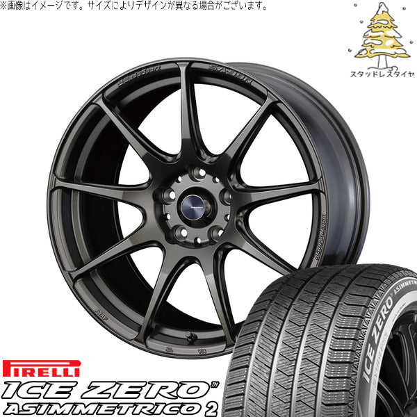 ピレリ アイスゼロアシンメトリコ2 245/40R18 + ウェッズスポーツ SA99R EJブロンズ 18インチ 9.5J +38 5H114.3P スタッドレス・ホイール4本セット。1枚目。