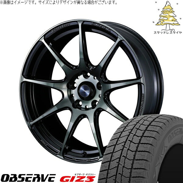 トーヨータイヤ オブザーブ GIZ3 225/55R18 + ウェッズスポーツ SA99R ウォースブラッククリアー 18インチ 7.5J +45 5H114.3P スタッドレス・ホイール4本セット。1枚目。