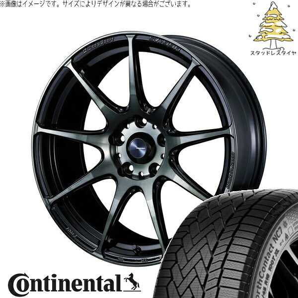 コンチネンタル ノースコンタクト NC7 225/50R18 + ウェッズスポーツ SA99R ウォースブラッククリアー 18インチ 7.5J +45 5H100P スタッドレス・ホイール4本セット。1枚目。