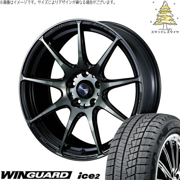 ネクセン ウィンガード アイス2 215/55R17 + ウェッズスポーツ SA99R ウォースブラッククリアー 17インチ 7J +48 5H114.3P スタッドレス・ホイール4本セット。1枚目。