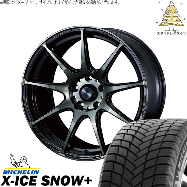 ミシュラン エックスアイス スノー+ 205/55R17 + ウェッズスポーツ SA99R ウォースブラッククリアー 17インチ 7J +48 5H114.3P スタッドレス・ホイール4本セット。1枚目。