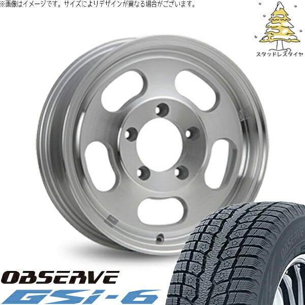 トーヨータイヤ オブザーブ Gsi-6 215/70R16 + エクストリームJ D:SLOT シルバーポリッシュ 16インチ 5.5J +22 5H139.7P スタッドレス・ホイール4本セット。1枚目。