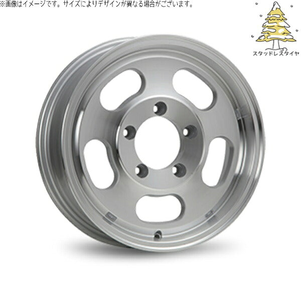 輸入スタッドレスタイヤ(銘柄指定不可) 215/70R16 + エクストリームJ Dスロット シルバーポリッシュ 16インチ 5.5J +22 5H139.7P ホイール4本セット。1枚目。