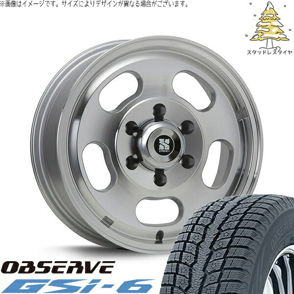 トーヨータイヤ オブザーブ Gsi-6 215/70R16 + エクストリームJ D:SLOT シルバーポリッシュ 16インチ 6.5J +38 6H139.7P スタッドレス・ホイール4本セット。1枚目。
