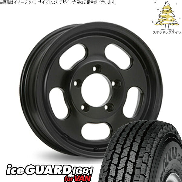 ヨコハマタイヤ アイスガード91 IG91 225/70R16 + エクストリームJ D:SLOT サテンブラック 16インチ 5.5J +22 5H139.7P スタッドレス・ホイール4本セット。1枚目。
