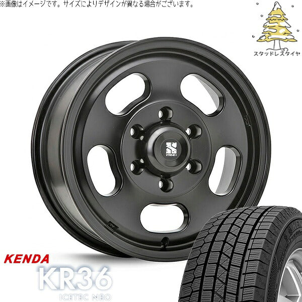 ケンダ アイステックネオ KR36 (ICETEC NEO KR36) 215/65R16 + エクストリームJ Dスロット サテンブラック 16インチ 6.5J +38 6H139.7P スタッドレス・ホイール4本セット。1枚目。
