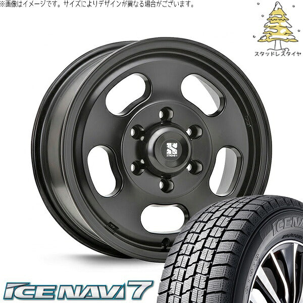 グッドイヤー アイスナビ7 215/65R16 + エクストリームJ D:SLOT サテンブラック 16インチ 6.5J +38 6H139.7P スタッドレス・ホイール4本セット。1枚目。