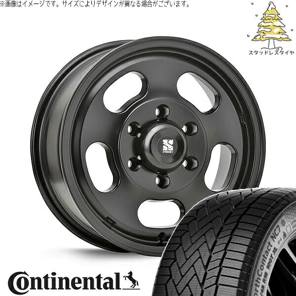 コンチネンタル ノースコンタクト NC7 215/65R16 + エクストリームJ D:SLOT サテンブラック 16インチ 6.5J +38 6H139.7P スタッドレス・ホイール4本セット。1枚目。