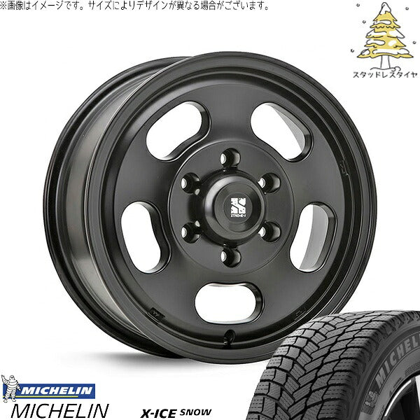 ミシュラン エックスアイス スノー 215/65R16 + エクストリームJ D:SLOT サテンブラック 16インチ 6.5J +38 6H139.7P スタッドレス・ホイール4本セット。1枚目。