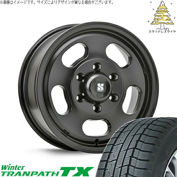 トーヨータイヤ ウィンタートランパス TX (WinterTRANPATH TX) 215/70R16 + エクストリームJ Dスロット サテンブラック 16インチ 6.5J +38 6H139.7P スタッドレス・ホイール4本セット。1枚目。