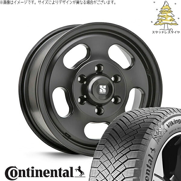 コンチネンタル バイキングコンタクト エイト (VikingContact8) 215/65R16 + エクストリームJ Dスロット サテンブラック 16インチ 6.5J +38 6H139.7P スタッドレス・ホイール4本セット。1枚目。