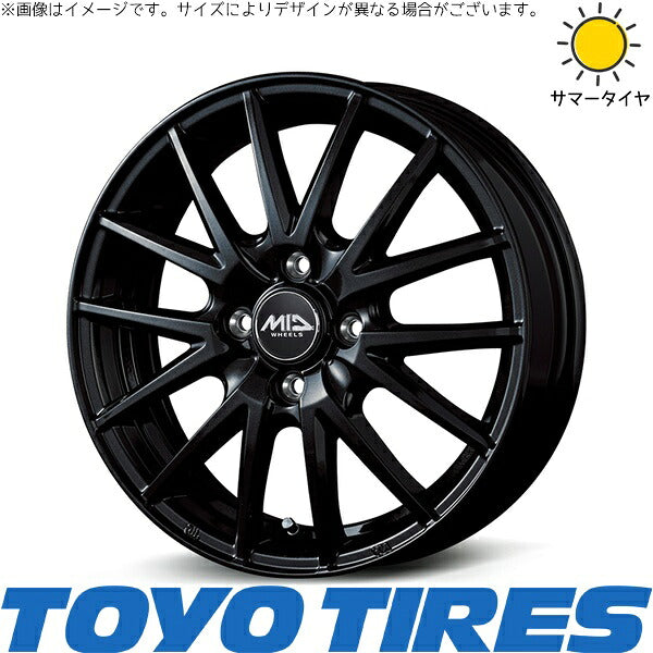 トーヨータイヤ V03E 145/80R13 + MIDホイール SQ27 メタリックブラック 13インチ 4.00B +43 4H100P サマー・ホイール4本セット。1枚目。