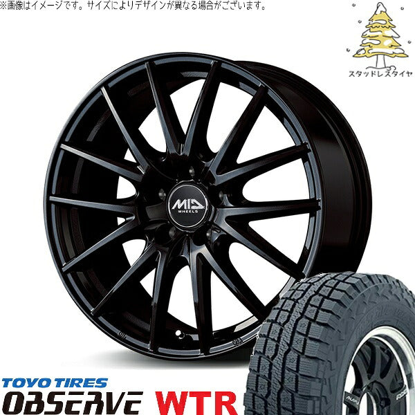 トーヨータイヤ オブザーブ W/T-R (OBSERVE WTR) 245/65R17 + MIDホイール SQ27 メタリックブラック 17インチ 7.0J +38 5H114.3P スタッドレス・ホイール4本セット。1枚目。